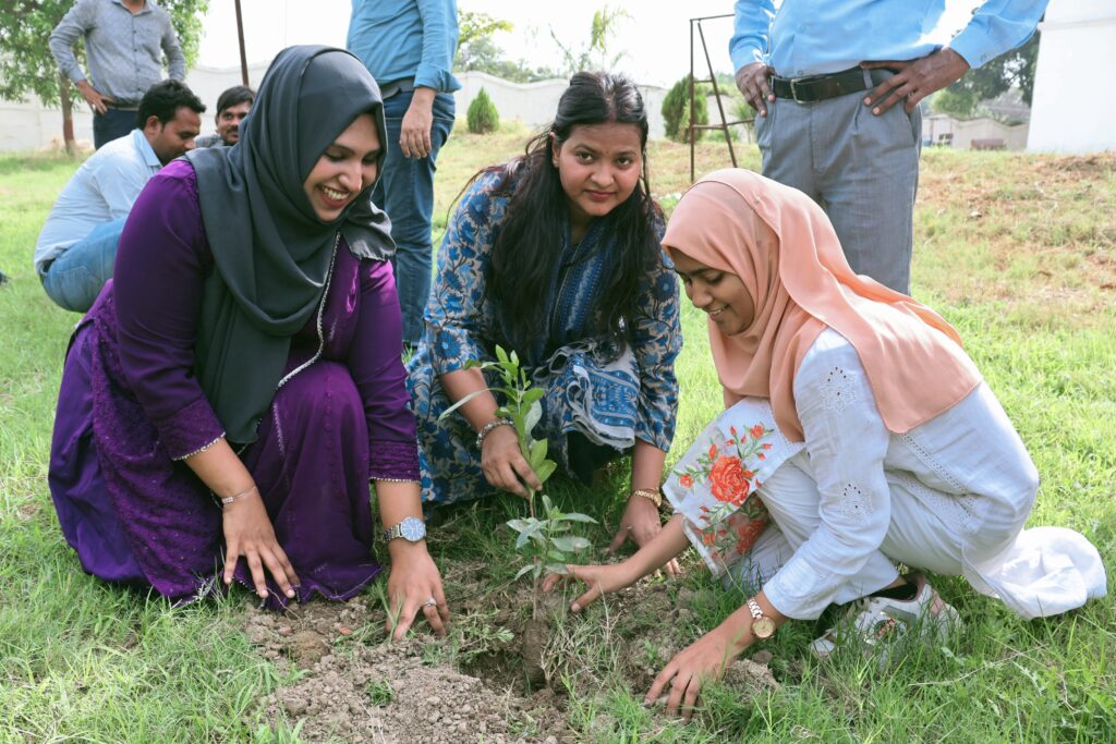 Plantation drive at JIT Barabanki green campus with students and faculty