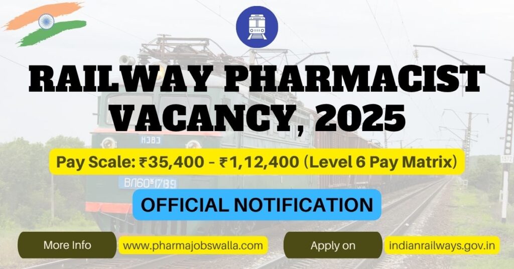 Railway Pharmacist Vacancy 2025 – Apply Online for 100 Govt Posts